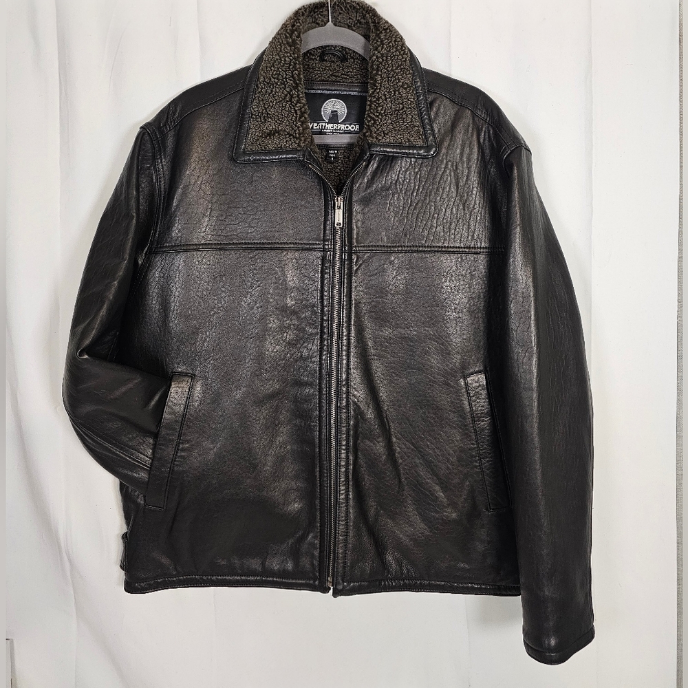 Weatherproof Leather Jacket, Fully Lined Men's Small Brown EUC
